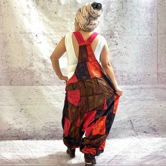 Handmade batik patchwork jumpsuit One Plus Size - Picture 3 of 11